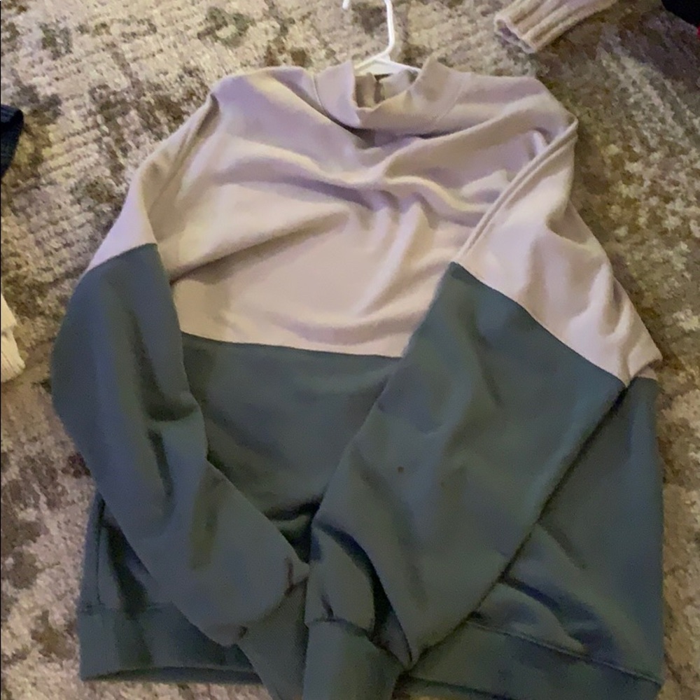 Gray and green sweater